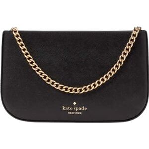 Kate Spade Black Leather Clutch with Gold Chain